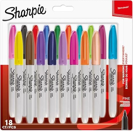 Sharpie Fine - 18 Stück(e) - Mehrfarben - Feine Spitze - Grau - Mehrfarben - Rund - Fein