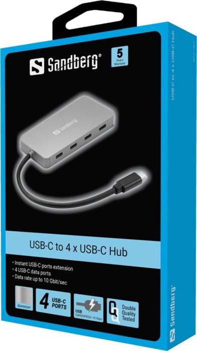 Sandberg USB-C hub, 4x USB-C 3.1, USB-C 3.1 [wtyczka]