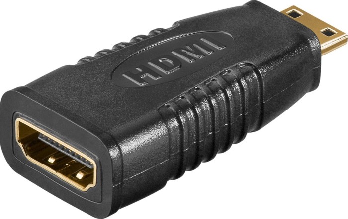 GOOBAY HDMI Adapter, vergoldet, 1 Stk. im Plastikbeutel, Schwarz - HDMI-Buchse (Typ A) - HDMI Mini-Stecker (Typ C)