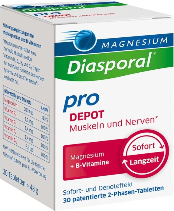 Magnesium Diasporal Pro Muskeln und Nerven 2-Phasen-Tabletten, 30 Stück ...