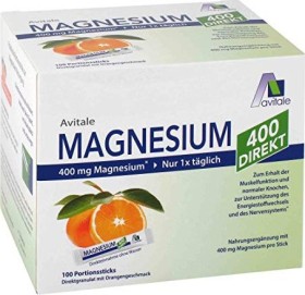 Avitale Magnesium 400 Direkt Pulver Portionsbeutel, 100 Stück