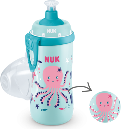 NUK Junior Cup bidon z kameleon efekt octopus różowy/turkusowy, 300ml