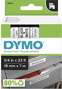 Dymo Schriftbandkassette Beschiftungsgerät weiß schwarz 19mmx7m Etiketten Label 