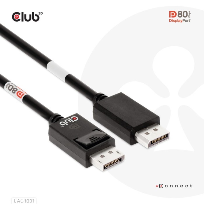 Club 3D DisplayPort 2.1 przewód DP80 czarny, 1.20m