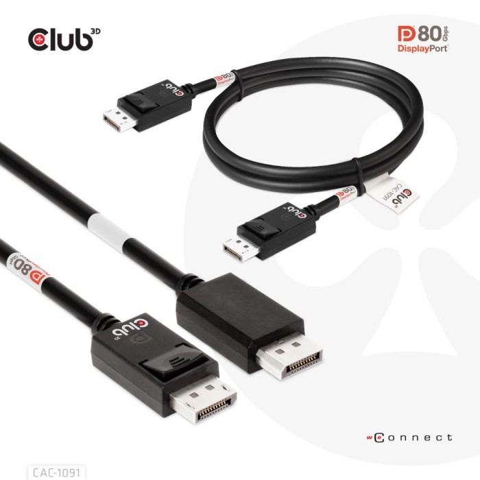 Club 3D DisplayPort 2.1 przewód DP80 czarny, 1.20m
