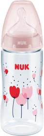 NUK First Choice Plus mit Temperature Control Trinkflaschen Blumen rosa, 300ml (10216259)