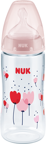 NUK First Choice Plus mit Temperature Control Trinkflaschen Blumen rosa, 300ml
