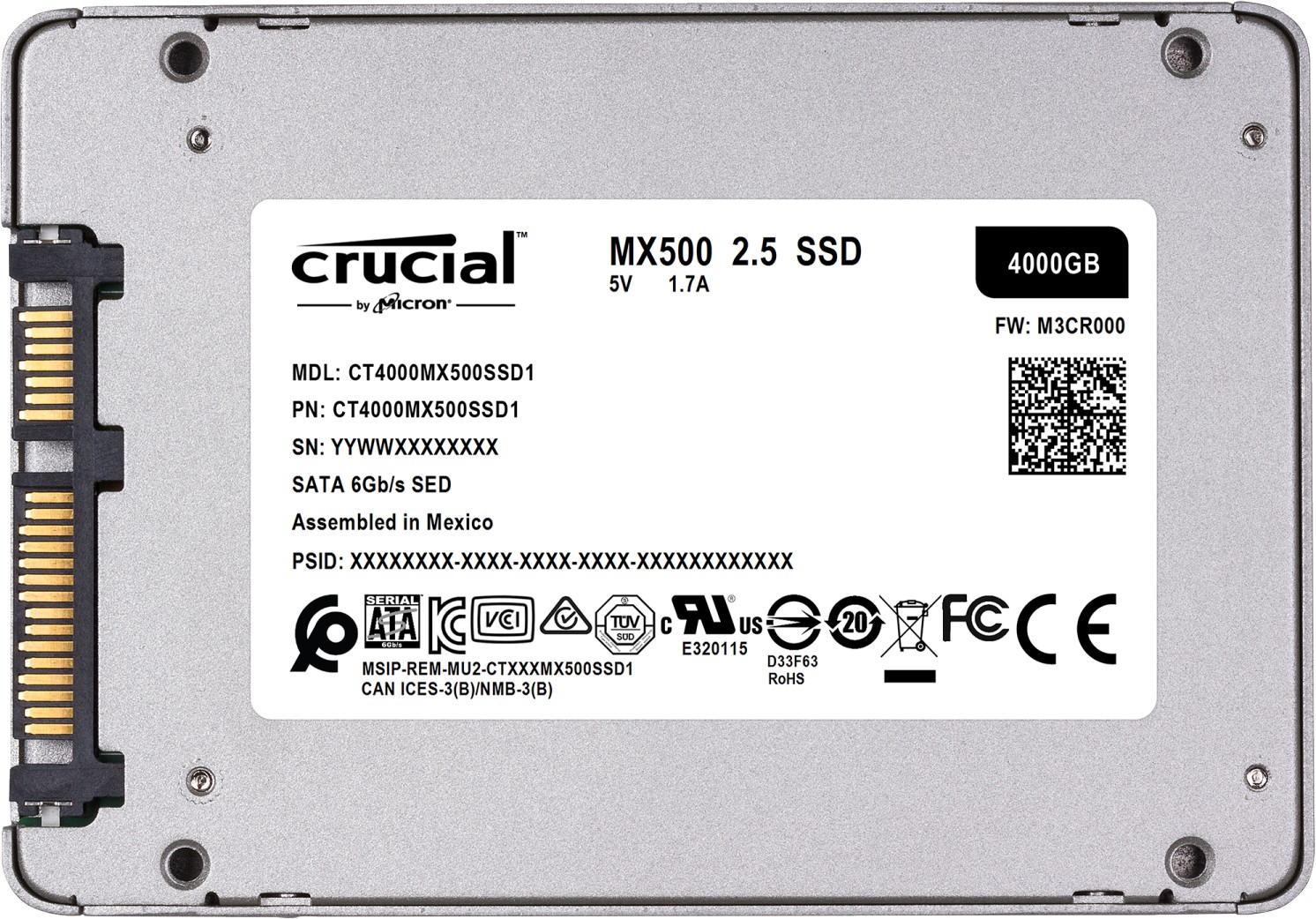 Crucial MX500 4TB 3D NAND SATA 2.5 Inch Internal SSD, up to 560MB