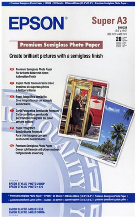 Epson Premium Fotopapier Semigloss, A3+, 251g/m², 20 Blatt