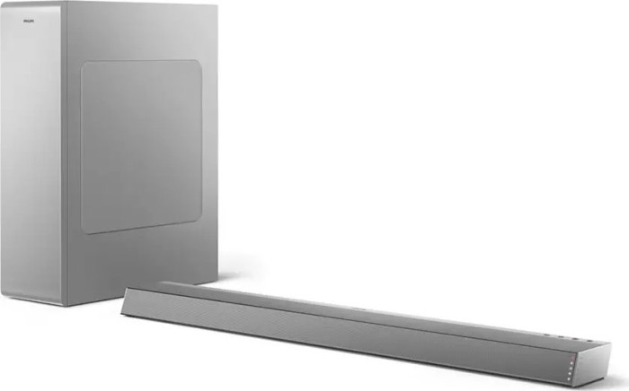 Philips TAB6405 – Soundleistensystem – für Heimkino – 2.1-Kanal – kabellos – Bluetooth – 140 Watt (Gesamt) – Silber