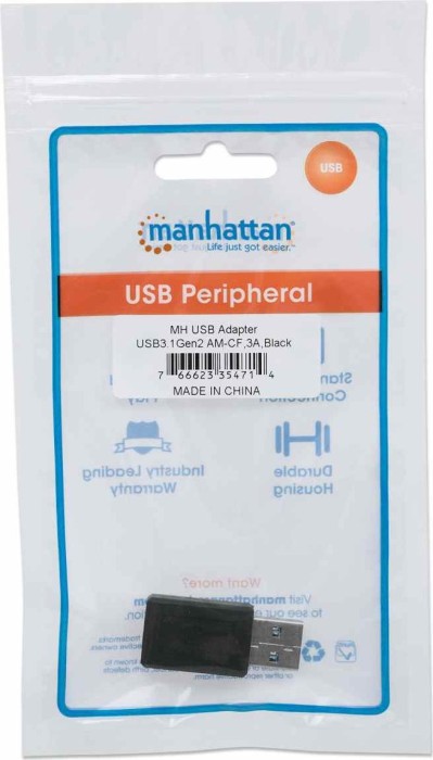 Manhattan SuperSpeed+ USB C-Adapter, USB-A 3.1 [Stecker] auf USB-C 3.1 [Buchse]