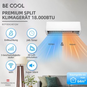 Be Cool Premium Split-Klimagerät 18.000 BTU (BCP18SK2401QW)