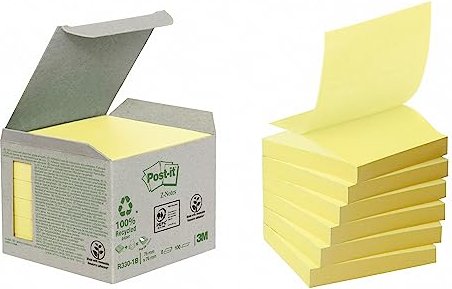3M Post-it Recycling Z-Notes żółty 76x76mm, 6x 100 arkuszy
