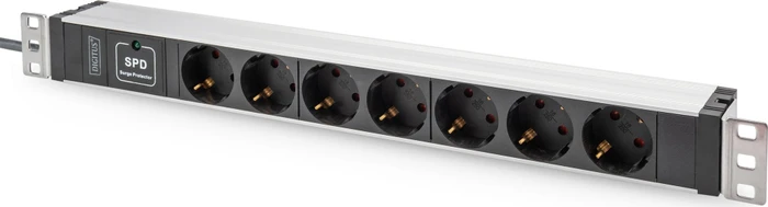DIGITUS 19" Steckdosenleiste DN-95441 – 7 Abgriffe, Netzfilter & Überspannungsschutz, 16A 3600W