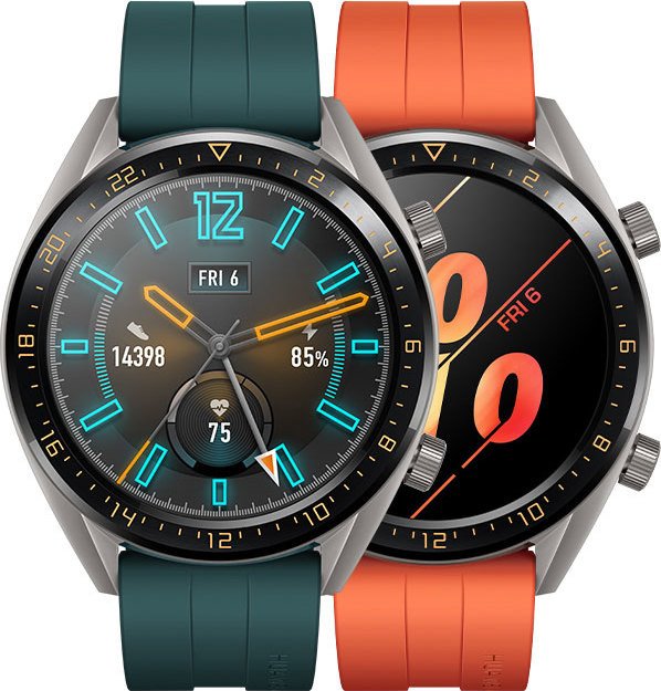 Huawei Watch GT Active grau mit Silikonarmband orange