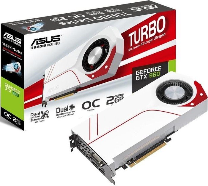 ASUS Turbo GeForce GTX 960 OC, TURBO-GTX960-OC-2GD5, 2GB GDDR5, DVI, HDMI, 3x DP