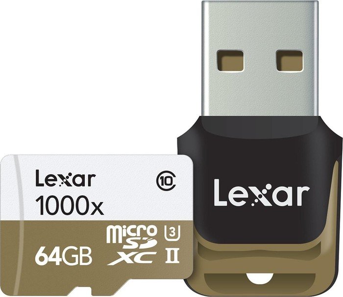 Lexar Professional 1000x R150/W45 microSDXC 64GB Kit, UHS-II U3, Class 10
