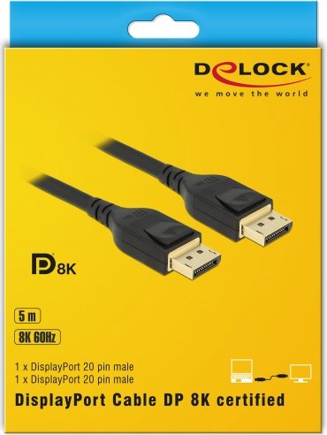 DeLOCK DisplayPort/DisplayPort 1.4 8K 60Hz Kabel, 5m