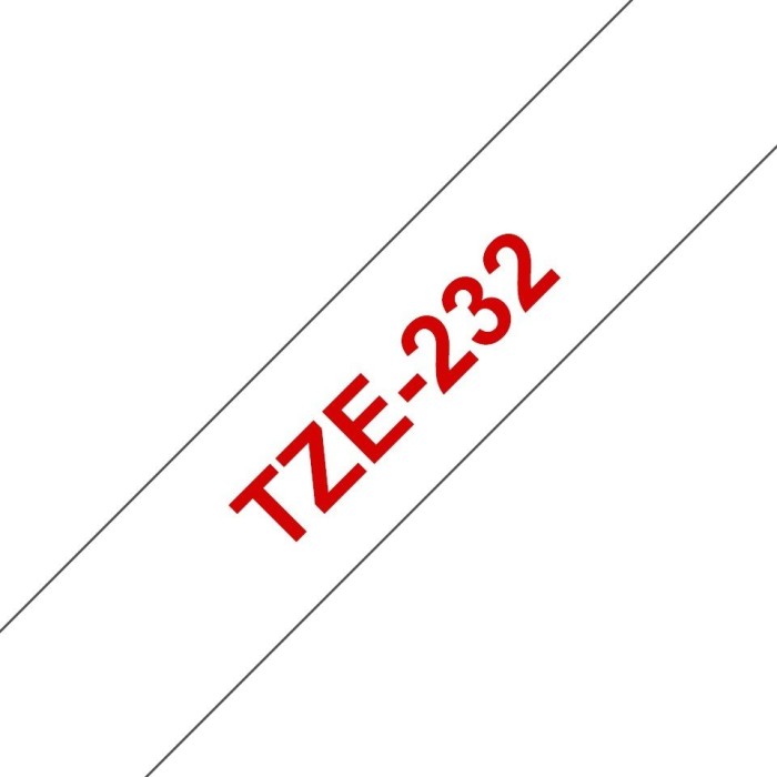 Brother TZe-232 labelling tape, 12mm, red/white