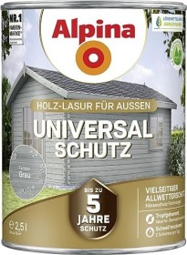 Alpina Farben Universal-Schutz Holz-Lasur außen Holzschutzmittel grau, 2.5l