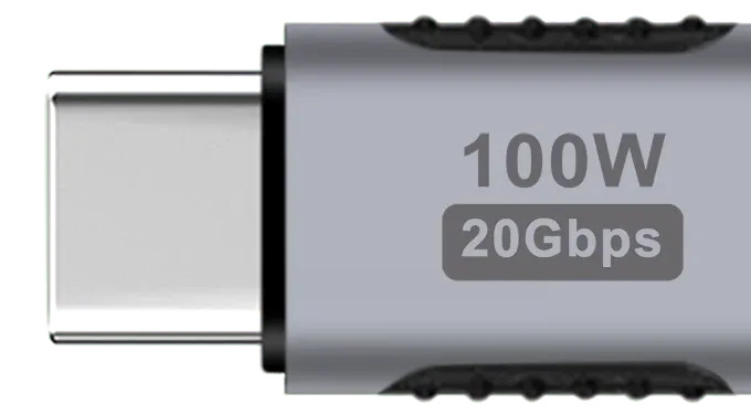 USB-C Stecker mit 100W und 20Gbps Prägung