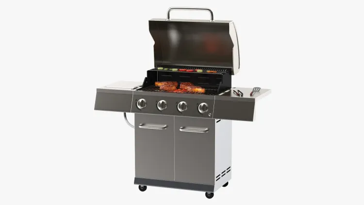 Grillwagen mit Unterschrank und Ablageflächen