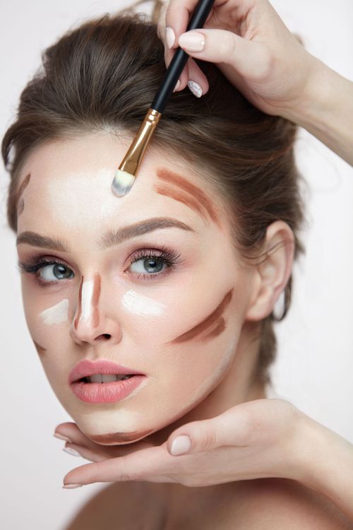 Die Verteilung von Contouring im Gesicht