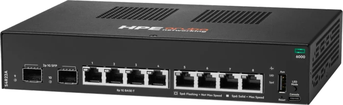 HPE Aruba CX 6000 Series Desktop Gigabit Managed Switch, 8x RJ-45, 2x SFP