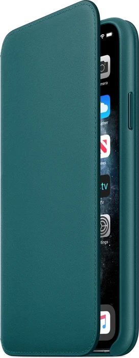 Apple Leder Folio Case für iPhone 11 Pro Max pfauenblau