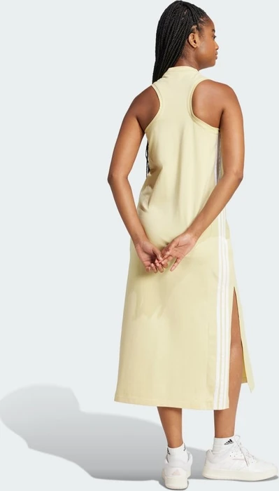 adidas Essentials 3-Streifen Long Racerback Kleid powder yellow/white (Damen)