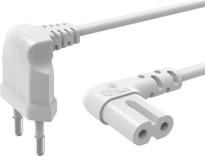 Hama Euro-Netzkabel gewinkelt/gewinkelt, 5m weiß