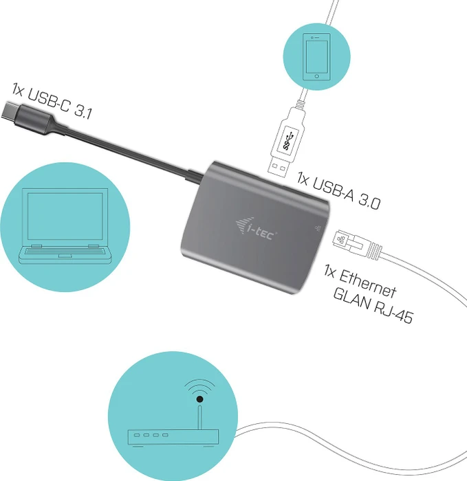 i-tec USB-Hub, RJ-45, USB-C 3.0 [Stecker]