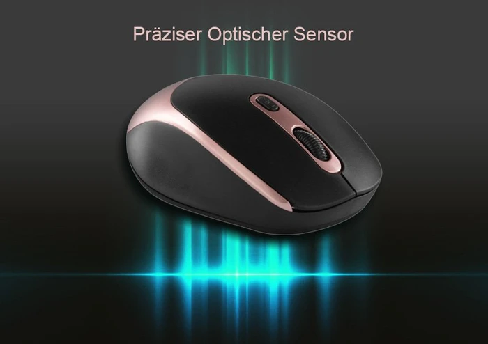 Inca IWM-211RG Silent Wireless Mouse schwarz/rosegold, USB