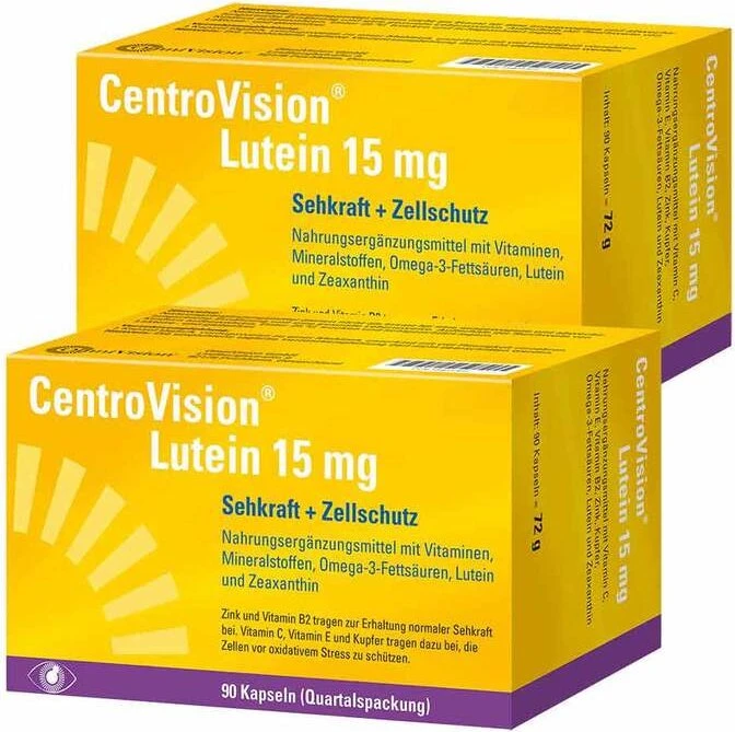 CentroVision Lutein 15mg Kapseln, 180 Stück (2x 90 Stück)