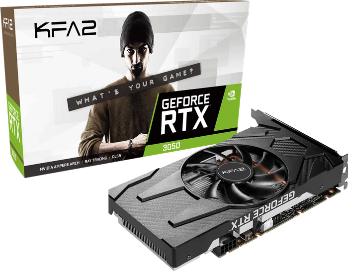 KFA2 GeForce RTX 3050 (1-Click OC), 8GB GDDR6, HDMI, 3x DP