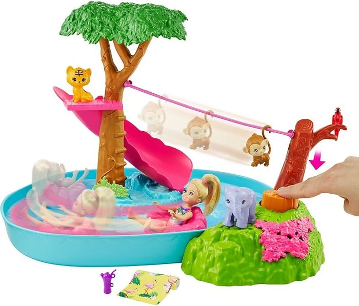 Mattel Barbie - Barbie und Chelsea Dschungelabenteuer Poolparty-Spielset