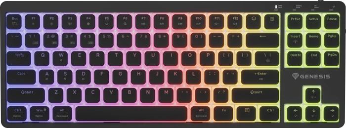 Genesis Thor 430 TKL Wireless, schwarz, LEDs RGB, hot-swap, Silent Low-Profile Linear, USB/Bluetooth, US