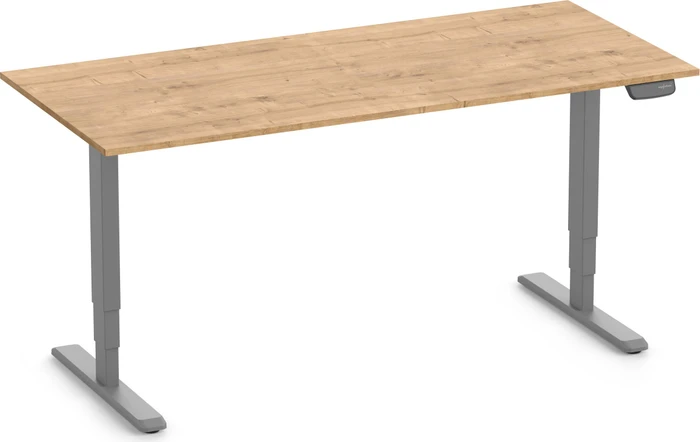 Ergolutions Primus elektrisch höhenverstellbarer Sitz-Steh-Schreibtisch 180x80cm Eiche/grau