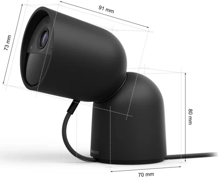 Philips Hue Secure Kamera, kabelgebunden mit Standfuß, schwarz