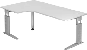 Hammerbacher Ergonomic Plus U-Serie US82/W/W Eckschreibtisch 200x120cm weiß/weiß