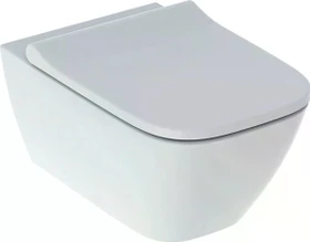 Geberit Smyle Square Set Wand-WC Tiefspüler, geschlossene Form, Rimfree, mit WC-Sitz, überlappender Deckel weiß