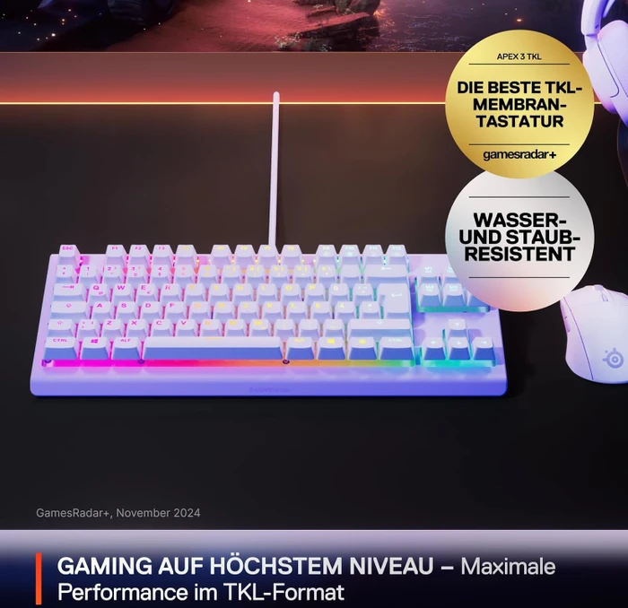 SteelSeries Apex 3 TKL, Lavender, violett, LEDs RGB, USB, US