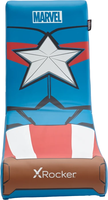 X Rocker Marvel Icon Video Rocker Gaming Bodensessel für Kinder/Jugendliche, Captain America rot/blau