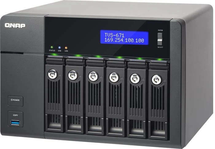 QNAP TVS-671-PT-4G, 4GB RAM, 4x RJ-45 1000Base-T, 3x USB-A 3.0