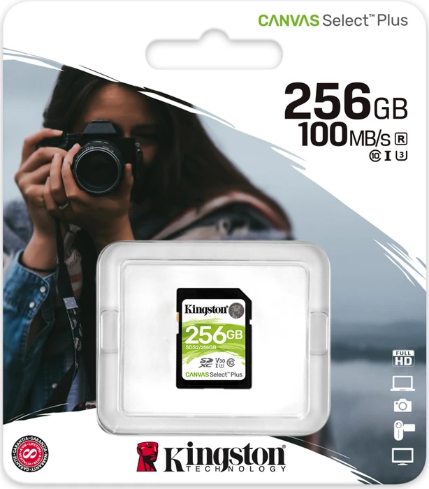 Kingston Canvas Select Plus Gen3 R100/W85 256GB, UHS-I U3, Class 10