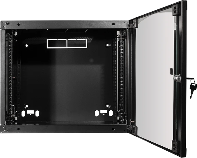 LogiLink Wandgehäuse 9HE, einteilig, Sicherheitsglastür, schwarz, 450mm tief