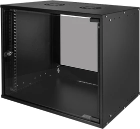 LogiLink 19" Wandschrank ECO 9HE, montiert, Sicherheitsglastür, schwarz, 400mm tief