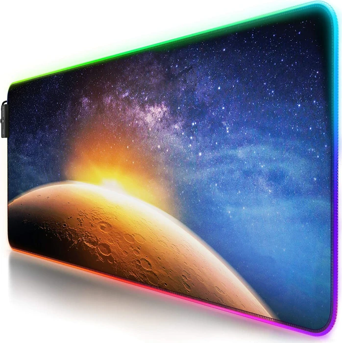 Titanwolf Stars & Mars RGB XXL Gaming-Mauspad, 800x300mm, schwarz/blau/gelb