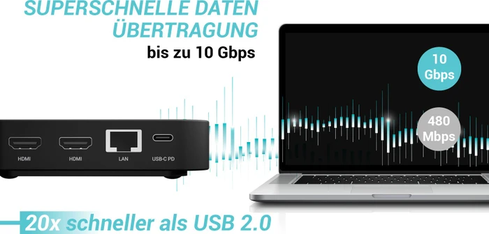 i-tec DP Dual HDMI Docking Station with Power Delivery 100 W, USB-C 3.1 mit DisplayPort 1.4 [Stecker]