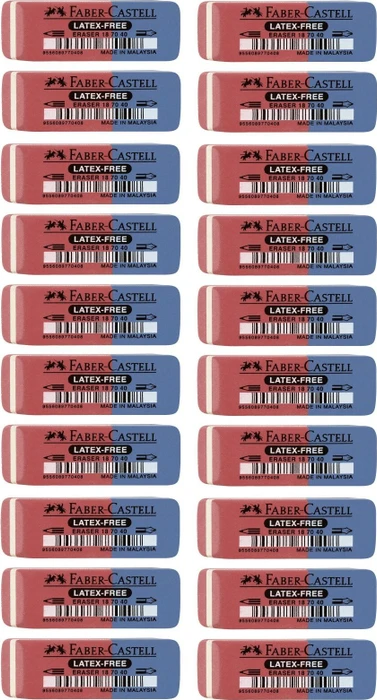 Faber-Castell 7070-40 Radierer latexfrei, rot/blau, 20er-Pack
